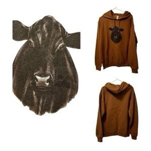 jerzees Brown Cow Graphic
Pouch Pocket Hooded
Sweatshirt Size M Unisex